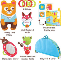 Baby Gym Play 'N’ Nap. 3-in-1 Activity Playmat with Foldable Infant Blanket. Tummy Time Pillow & Mirror, Sensory Toys and Newborn Rattle for 0-12 Months.
