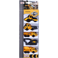 Mini Work Machines Volvo 5-Pack Construction Vehicles, Yellow - Maisto 12375 - 3" Scale Diecast Model Toy Car