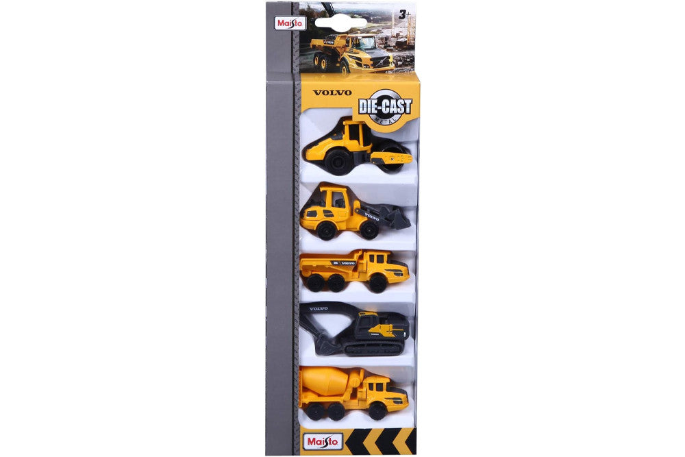 Mini Work Machines Volvo 5-Pack Construction Vehicles, Yellow - Maisto 12375 - 3