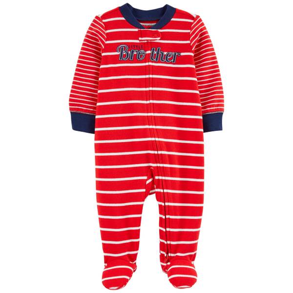 Baby Brother 2-Way Zip Cotton Sleep & Play Pajamas Style: Red
