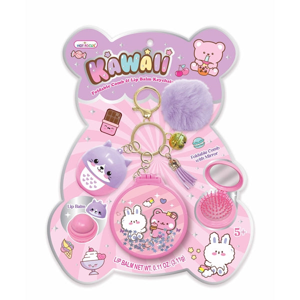 Kawaii Enchanted Accessories Set – Foldable Comb, Keychain Lip Balm