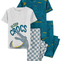 4-Piece Crocodile Cotton Blend PJs