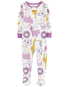 Toddler 1-Piece Safari Animals 100% Snug Fit Cotton Footie PJs