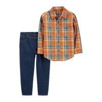 Toddler 2-Piece Button-Front Shirt & Pant Set