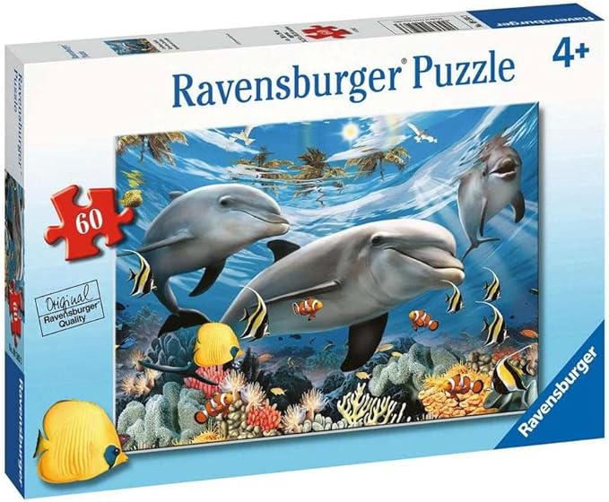 Ravensburger Caribbean Smile - 60 Piece Jigsaw Puzzle for Kids | Unique Piece Design | Anti-Glare Surface | Skill-Building, Fun Activity - Blue