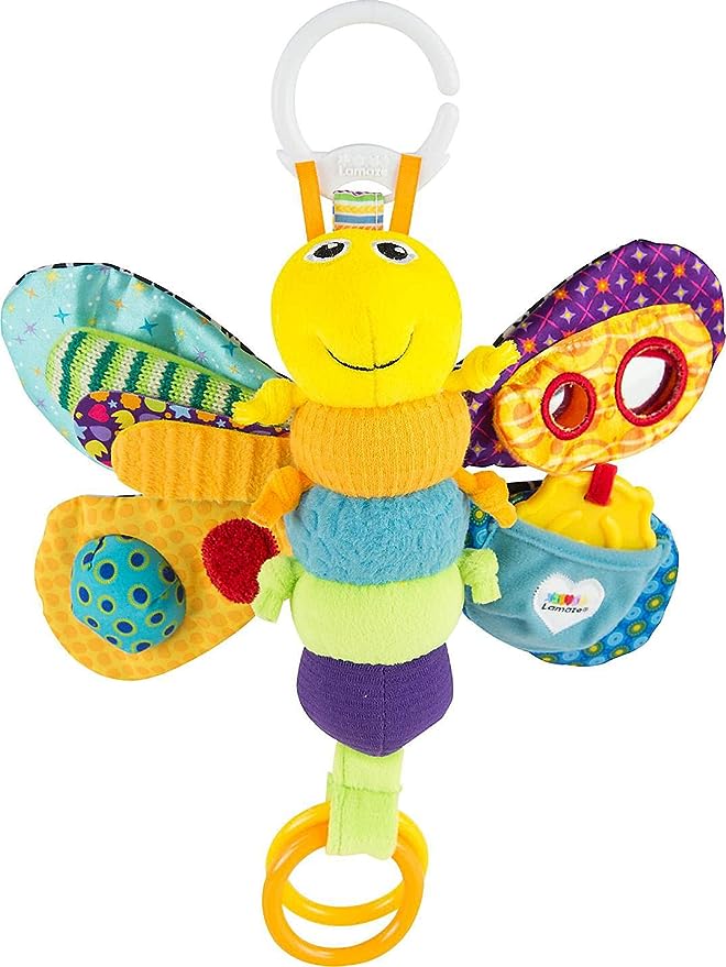 Lamaze Clip and Go Freddie the Firefly Clip On Stroller Toy - Soft Baby Hanging Toys - Baby Crinkle Toys with High Contrast Colors - Baby Travel Toys Ages 0 Months and Up