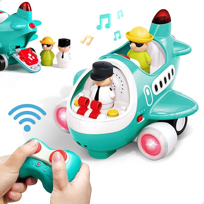 Baby Airplane Toys, Cool Remote Control Plane Toy for Toddlers 2-3, Infant Musical RC Helicopter W/Light Sound, Birthday Gifts for 18 24 Month 2 3 4 Year Old Boy Girl Kids Children