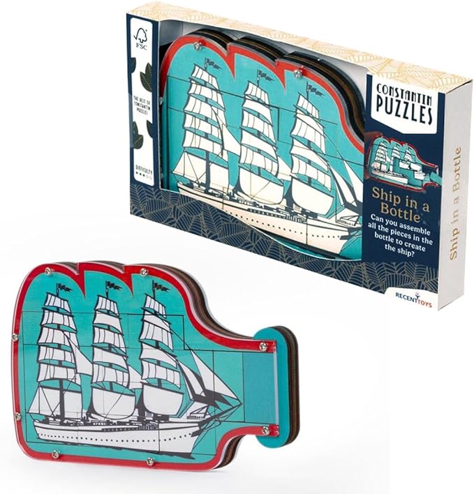 Constantin Ship in a Bottle Puzzle Brainteaser - an Assemble The Ship Challenge, Ages 14 - Up