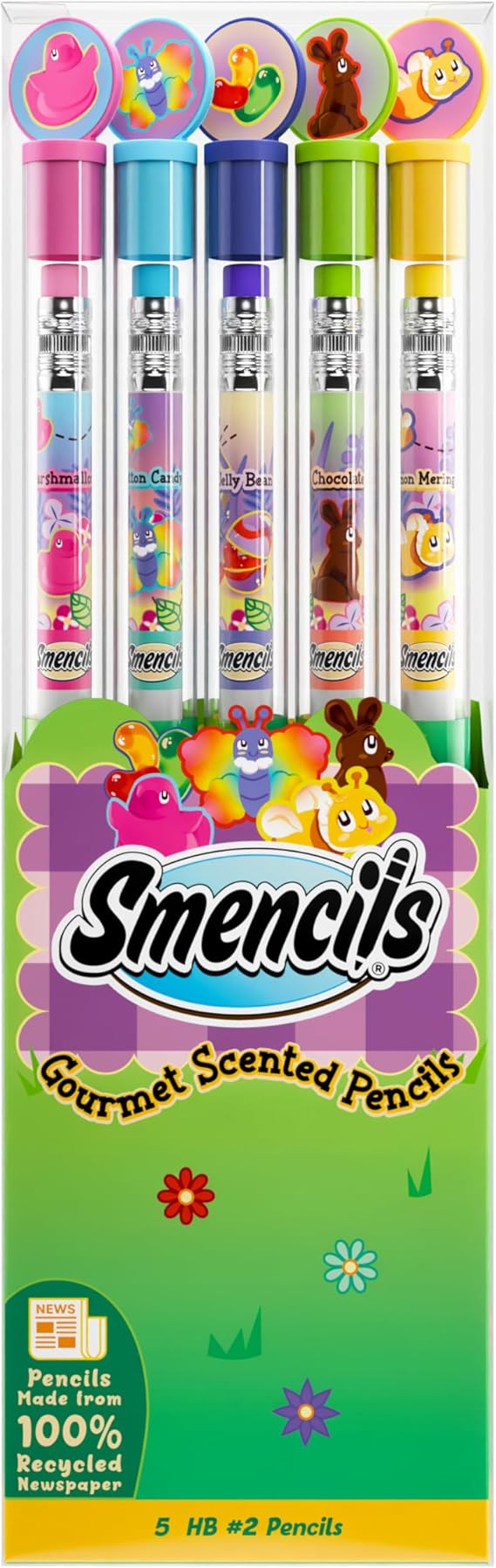 Spring Smencils - HB #2 Scented Pencils, 5 Count, Gifts for Kids, School Supplies, Classroom Rewards, Easter basket stuffers