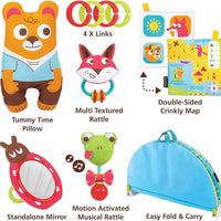 Baby Gym Play 'N’ Nap. 3-in-1 Activity Playmat with Foldable Infant Blanket. Tummy Time Pillow & Mirror, Sensory Toys and Newborn Rattle for 0-12 Months.