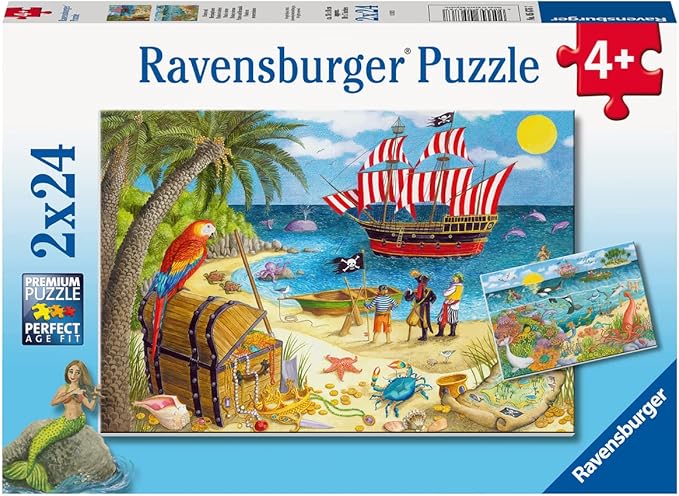 Ravensburger Pirates and Mermaids 2 x 24 Piece Jigsaw Puzzle Set for Kids - 05676 - Every Piece is Unique, Pieces Fit Together Perfectly