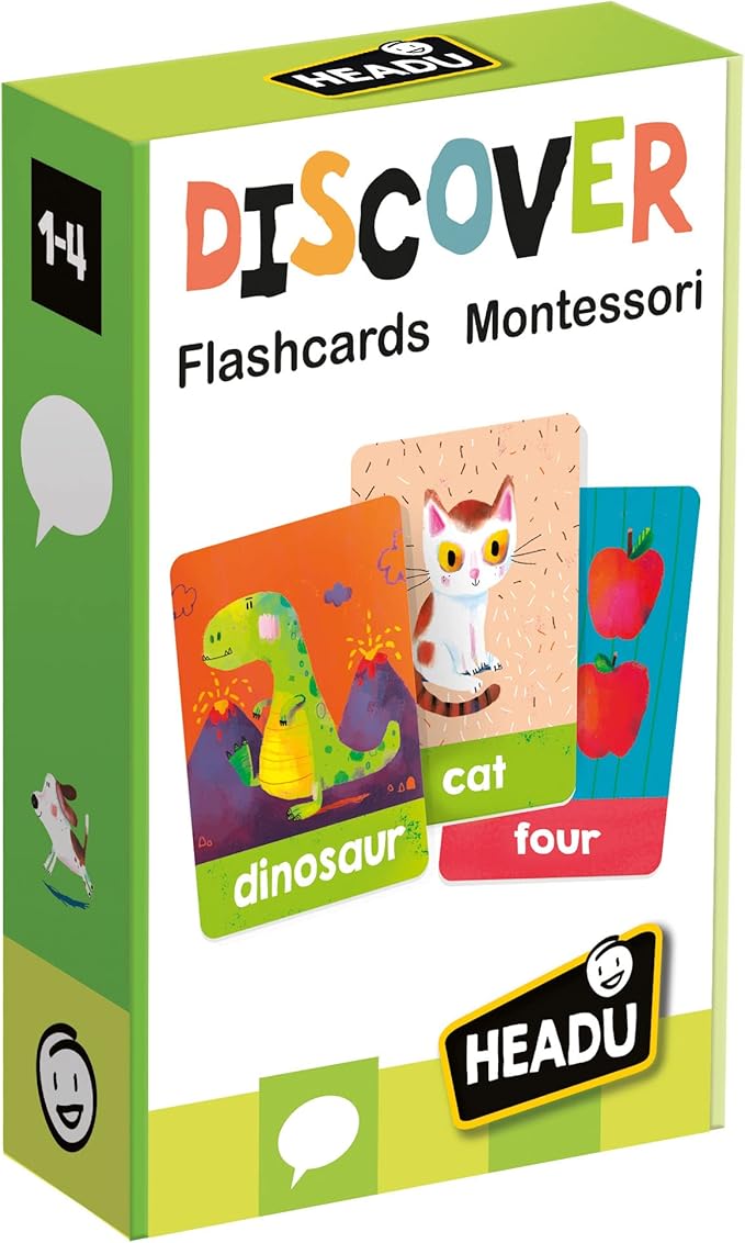 Discover Montessori Flash Cards - Toddler Learning Activities Ages 1-4, Educational Montessori Toys for 1 2 3 4 Year Old Boys Girls, Baby Learning Toys, Toddler Words Flashcards, Teaching Games