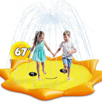 Pool Wave Splash Pads for Toddlers 1-3, Kids Water Sprinkler, Baby Fun Outdoor Toys, 67" Inflatable Dog Pool, Kiddie Outside Backyard Games, Summer Gift for 2-4 3-5 4-8 Years Old Boys Girls Childrden