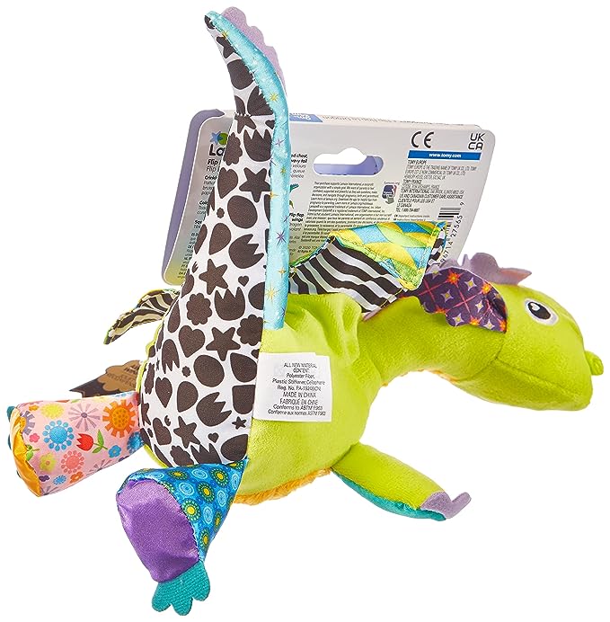 Lamaze Clip and Go Flip Flap Dragon Clip On Stroller Toy - Soft Baby Hanging Toys - Baby Crinkle Toys with High Contrast Colors - Baby Travel Toys Ages 0 Months and Up