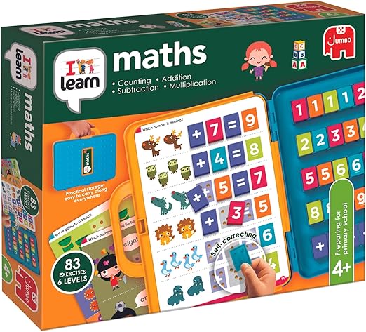 Jumbo I Learn Maths - Fun Educational Toys & Learning Game for Kids, Preschool Learning Resources, Childrens Counting & Times Tables Exercises - Count, Subtract, Add and Multiply - Ages 4 Years Plus