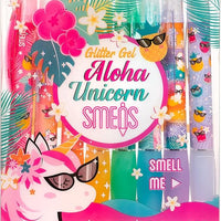 Glitter Gel Smens (Aloha Unicorn) - Patented Gourmet Scented Pens, Colored Glitter Gel Ink, Medium Point, 8 Count