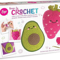 Boye 43-40235 Avocado and Strawberry Stuffie Learn to Crochet Kit for Beginners with 2 Projects, Multicolor, 15 Pieces