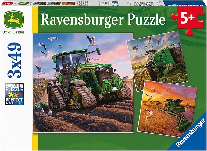 Ravensburger Seasons of John Deere 3 x 49 Piece Jigsaw Puzzle Set for Kids - 05173 - Every Piece is Unique, Pieces Fit Together Perfectly