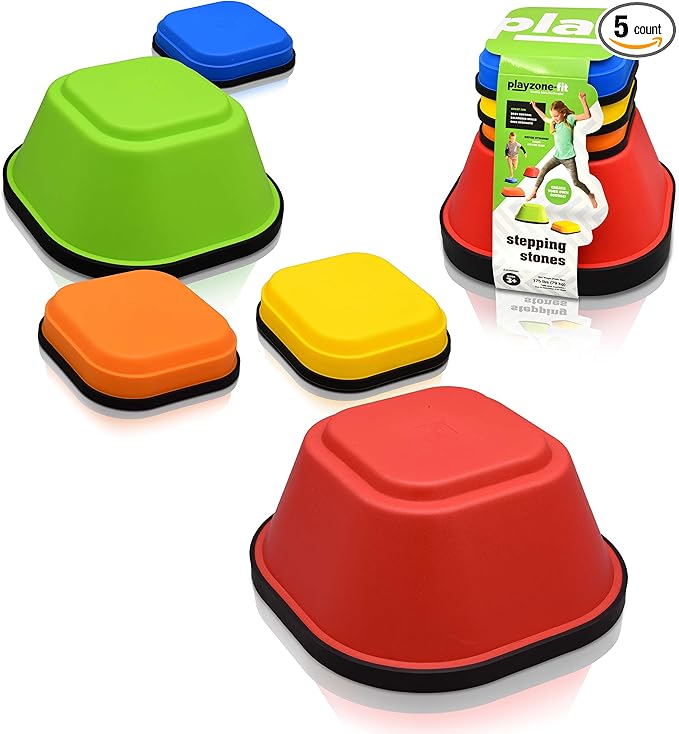 Balance Stepping Stones Obstacle Course for Kids - Set of 5 Colorful Kids Stepping Stones in 2 Fun Sizes - Perfect Indoor & Outdoors Play Equipment for Children Ages 3+