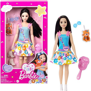 Barbie Doll for Preschoolers, My First Barbie Renee Doll, 13.5 Inch doll, Black Hair, Kids Toys and Gifts, Plush Squirrel, Accessories, Soft Poseable Body, from 3 Years