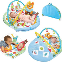 Baby Gym Play 'N’ Nap. 3-in-1 Activity Playmat with Foldable Infant Blanket. Tummy Time Pillow & Mirror, Sensory Toys and Newborn Rattle for 0-12 Months.