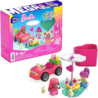 MEGA HKF90 Barbie Color Reveal Construction Toy, Convertible Travel with 2 Barbie Dolls, Accessories, 2 Animals, Colour Changing and 10 Surprises, Construction Toy for Children from 4 Years