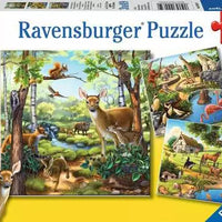 Children’s Jigsaw Puzzle Forest/Zoo/Domestic Animals - 3x49 Pieces Puzzle