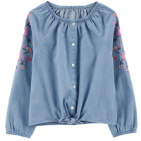Tie-Front Chambray Top