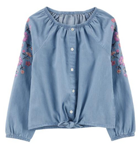 Tie-Front Chambray Top