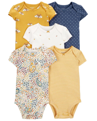 Infant Girls 5-Pack Print Bodysuits