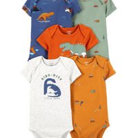 Infant Boys 5-Pack Dino Bodysuits