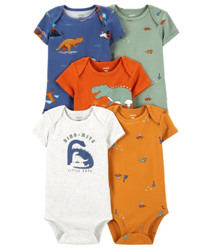Infant Boys 5-Pack Dino Bodysuits