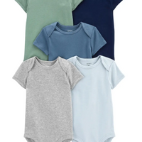 Infant Boys 5-Pack Solid Bodysuits
