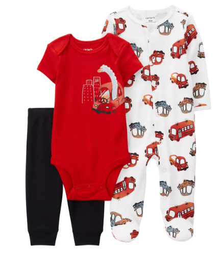 Infant Boys 3-Piece Cars Bodysuit Set