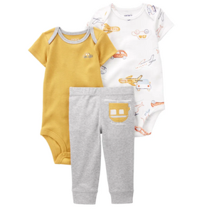 Infant Boys 3-Piece Transportation Bodysuit Set