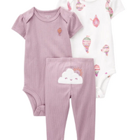 Infant Girls 3-Piece Balloon Bodysuit Set