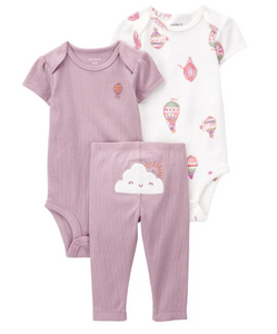 Infant Girls 3-Piece Balloon Bodysuit Set