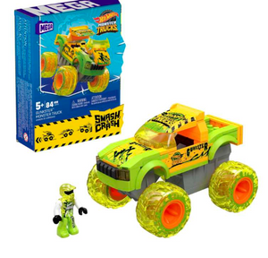 MEGA Hot Wheels Smash & Crash Gunkster Monster Truck Building Toy With 1 Figure (84 Pieces)