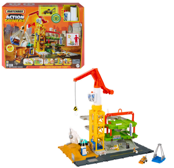 Matchbox Action Drivers Construction Playset With Lights And Sounds, 1 Construction Vehicle