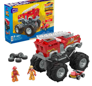 MEGA Hot Wheels 5-Alarm Fire Truck Monster Truck Building Set With 1 Figure (284 Pieces)
