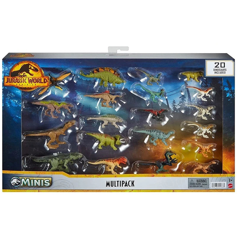 Jurassic World Toys Dominion Minis Multipack, 20 Mini Dinosaur Toys with Authentic Designs, 1.125-Inch Scale