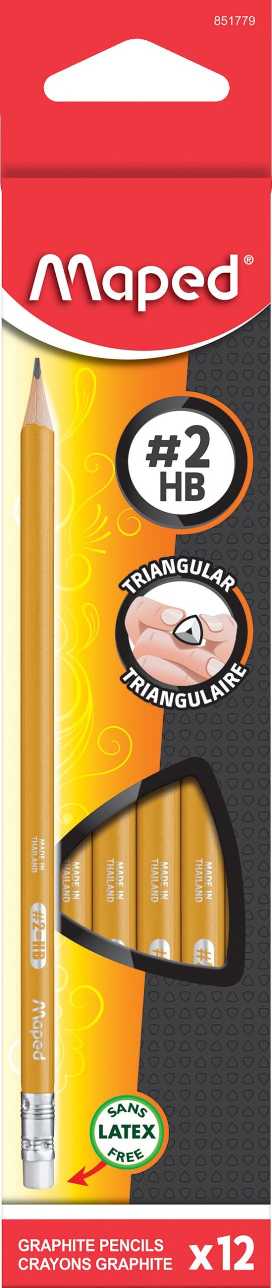 Essentials Yellow Triangular Graphite #2 Pencils x12