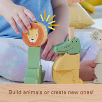 Fisher-Price Wooden Stack & Sort Animals Baby & Toddler Toy, 10 Wood Pieces
