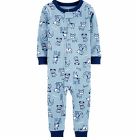 Dogs Snug Fit Cotton Footless One Piece PJs - Baby Boy