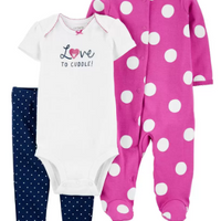 3-Piece Polka Dot Sleep & Play & Pant Set