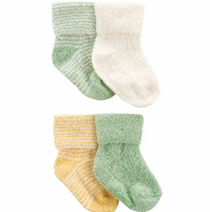 4-Pack Foldover Chenille Booties - Baby Unisex