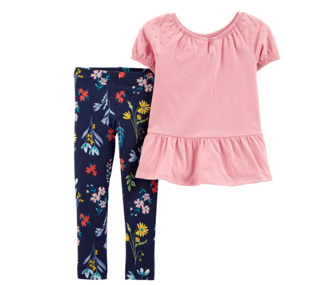 2-Piece Peplum Jersey Tee & Legging Set