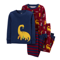 4-Piece Dinosaur 100% Snug Fit Cotton PJs