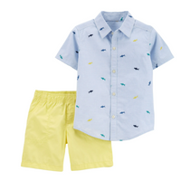 2-Piece Shark Button-Front Shirt & Short Set