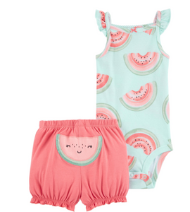 2-Piece Watermelon Bodysuit & Short Set